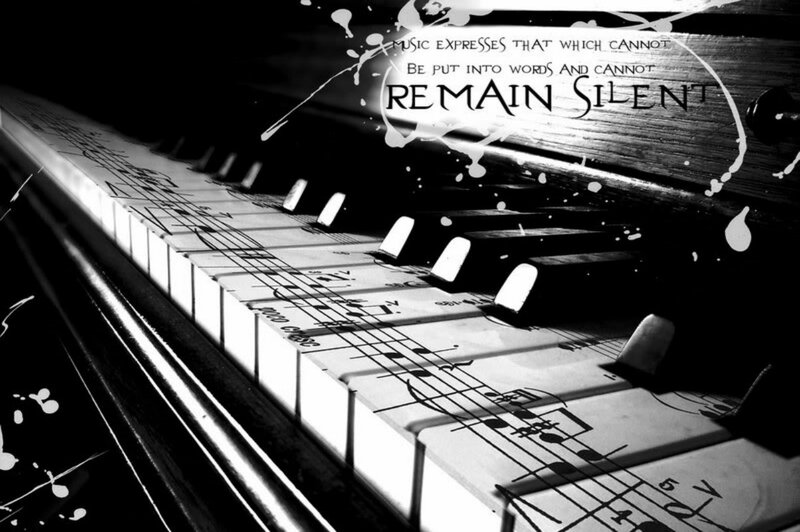Piano Keyboard with Sheet Music
