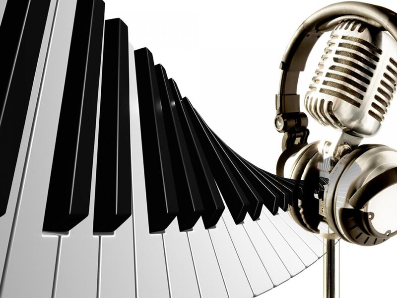 Piano Keys and Microphone