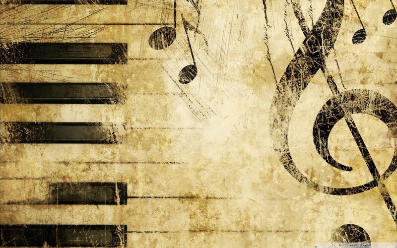Piano Keys and Musical Notes — Brown, Vintage