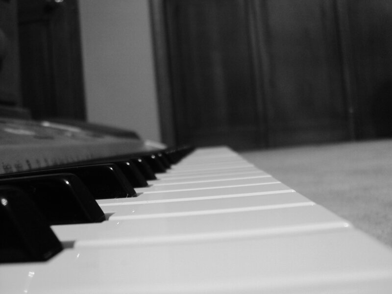 piano keys in black and white