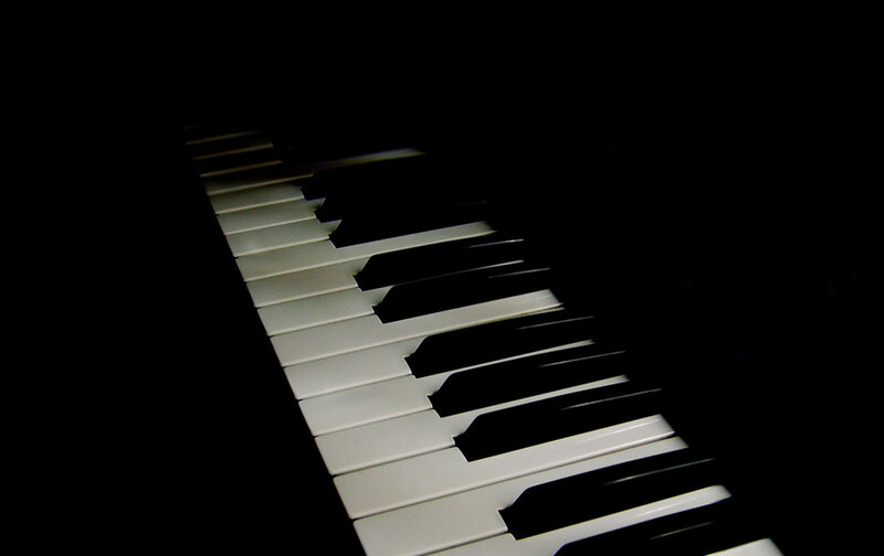 piano keys in darkness