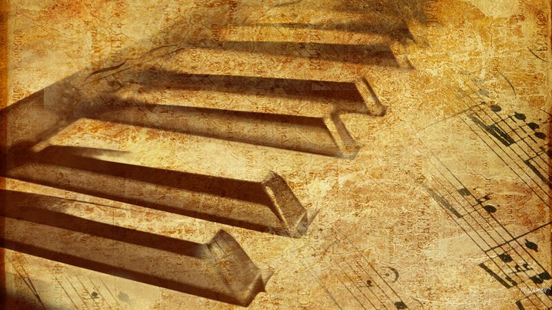 Piano Keys on Sheet Music — Brown, Nostalgic