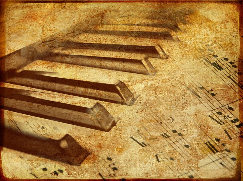 Piano Keys on Sheet Music — Brown