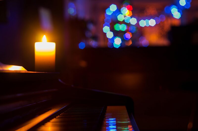 Piano Keys with Candle