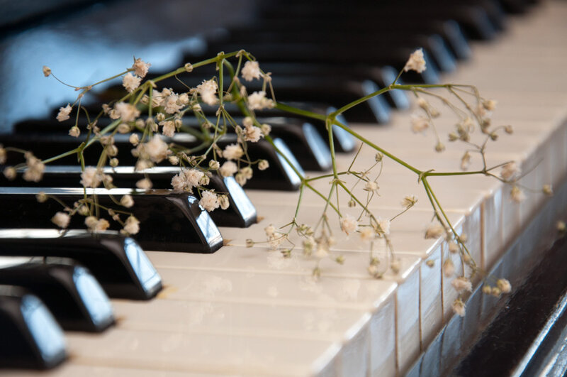 Piano Keys with Flowers