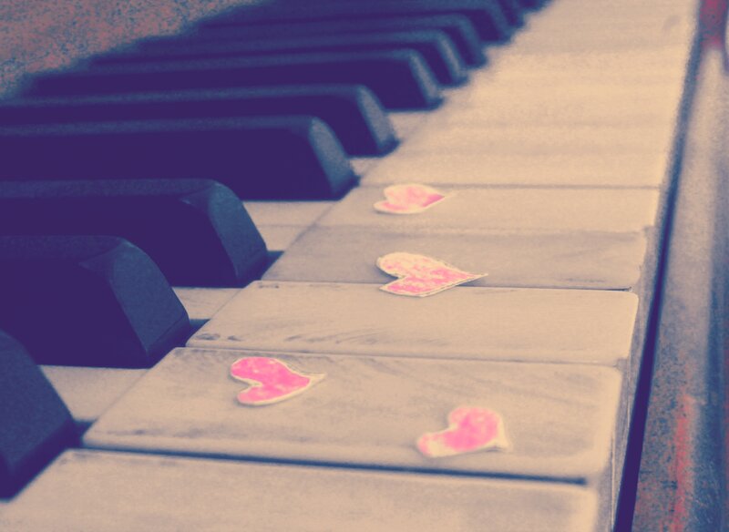 Piano Keys with Hearts