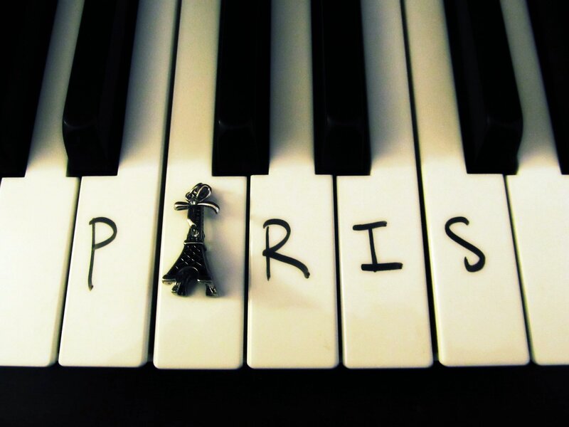 Piano Keys with Paris Text