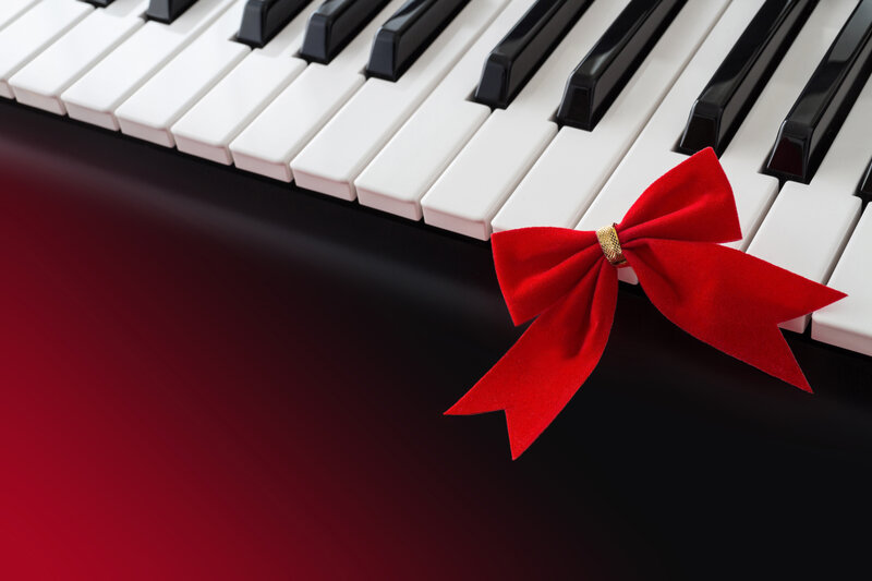 Piano Keys with Red Bow
