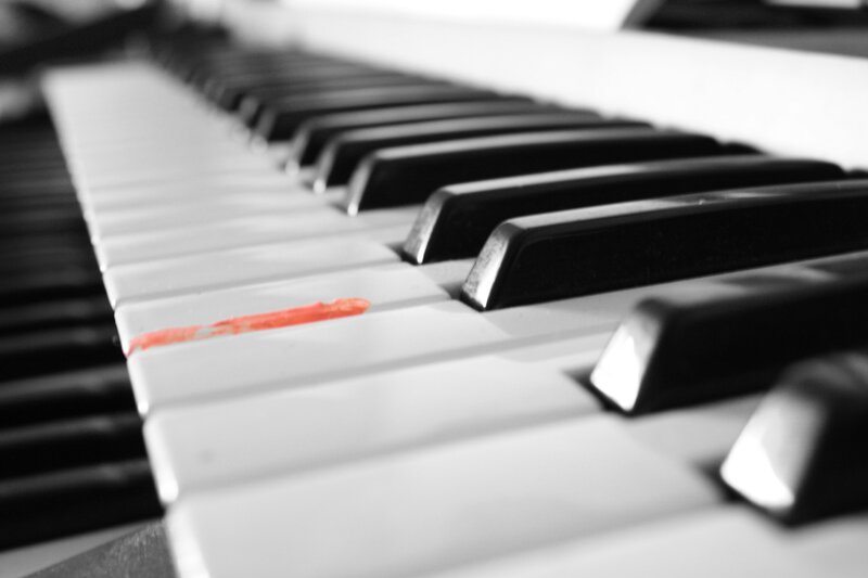 Piano Keys with Red Mark