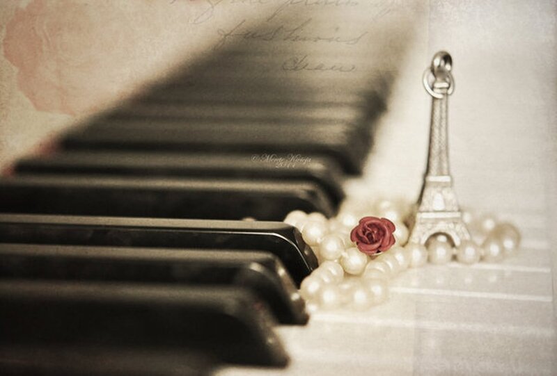 Piano Keys with Rose