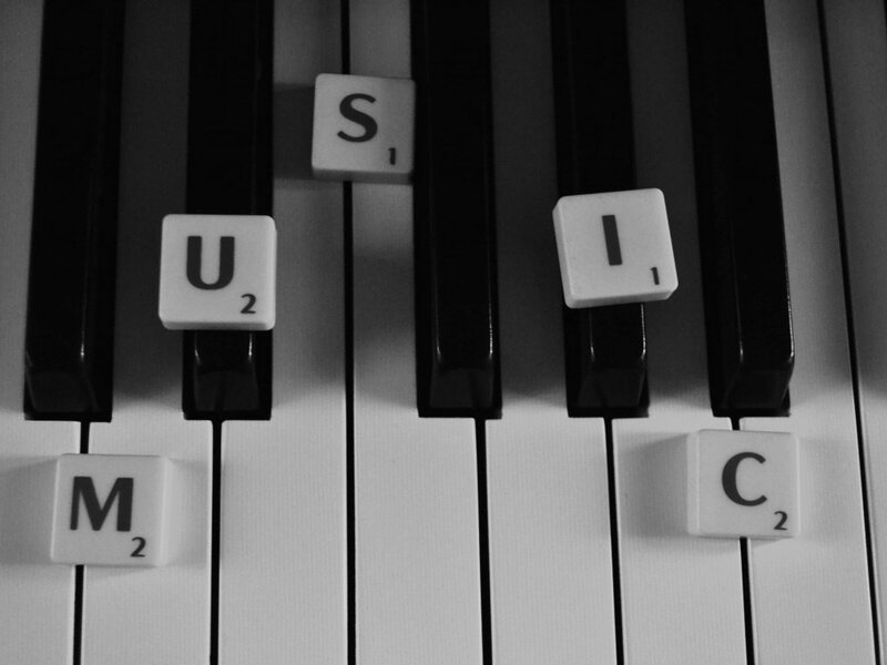 Piano Keys with Scrabble Tiles