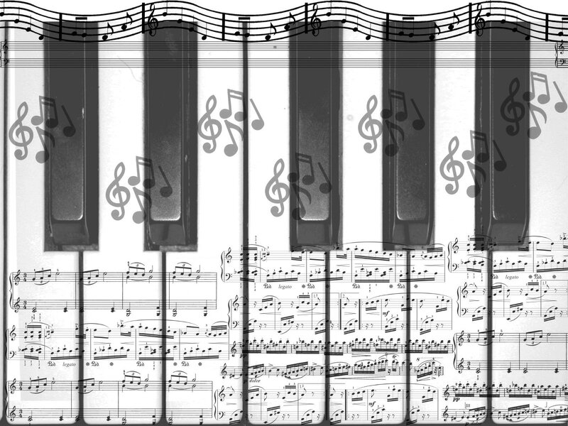Piano Keys with Sheet Music — Black