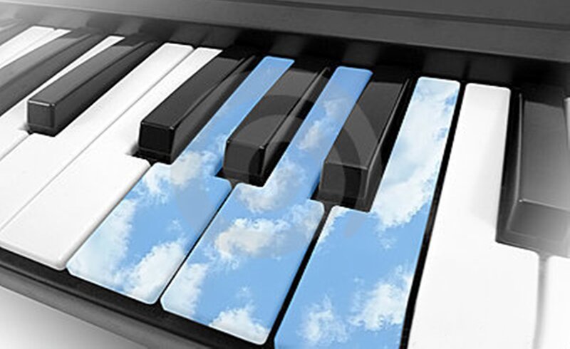 Piano Keys with Sky Pattern — White