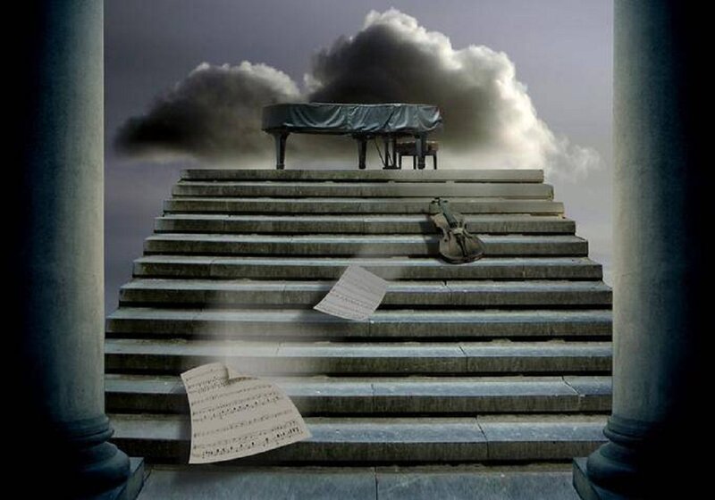 Piano on Stone Stairs