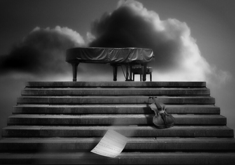 Piano on Stone Steps