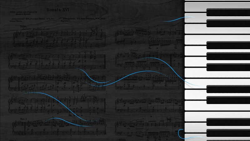 Piano sheet music with keyboard