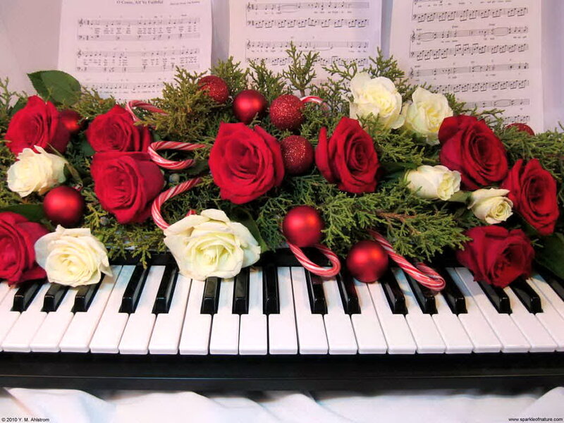 Piano with Floral Arrangement