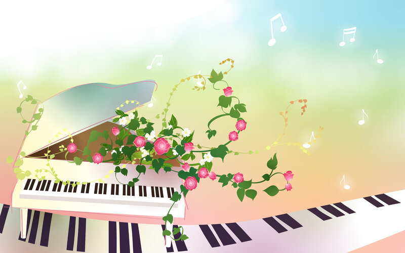 Piano with Flowers — Pink