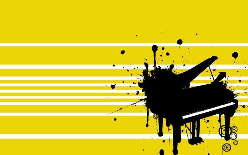 Piano with Ink Splatter
