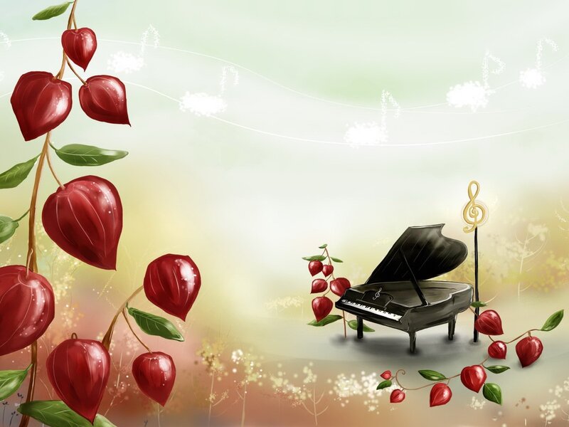 Piano with red lanterns
