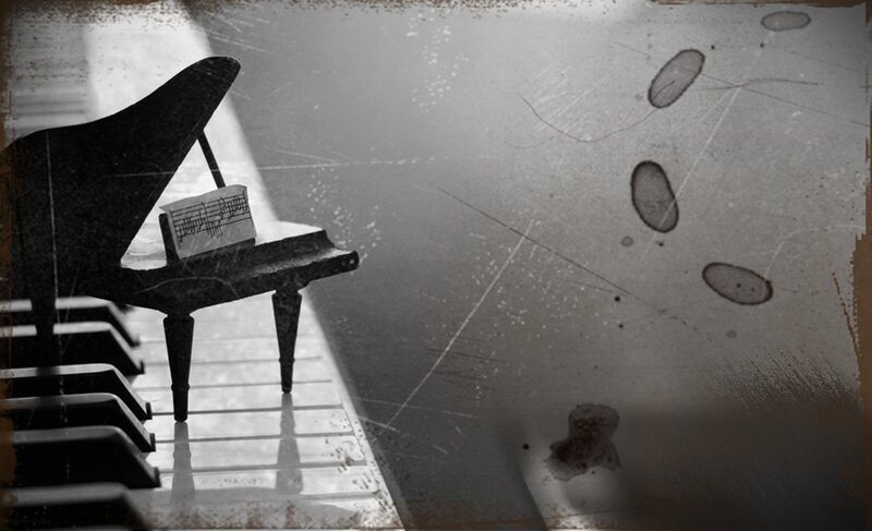 Piano with Sheet Music — Black, Melancholic