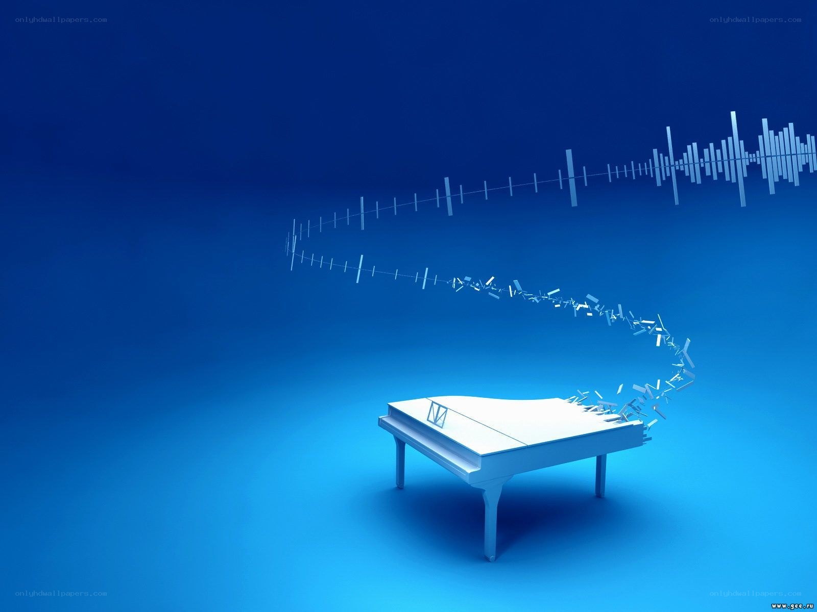 Piano with sound wave