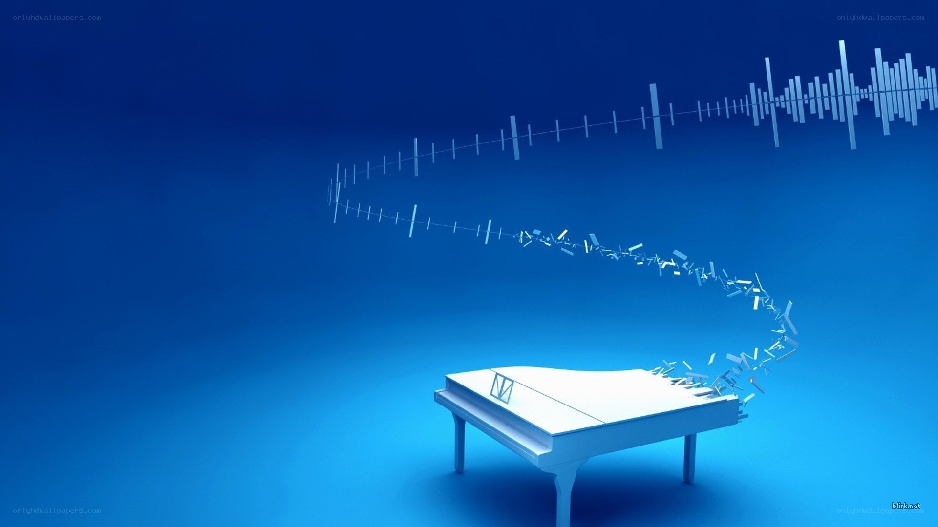 Piano with sound waves
