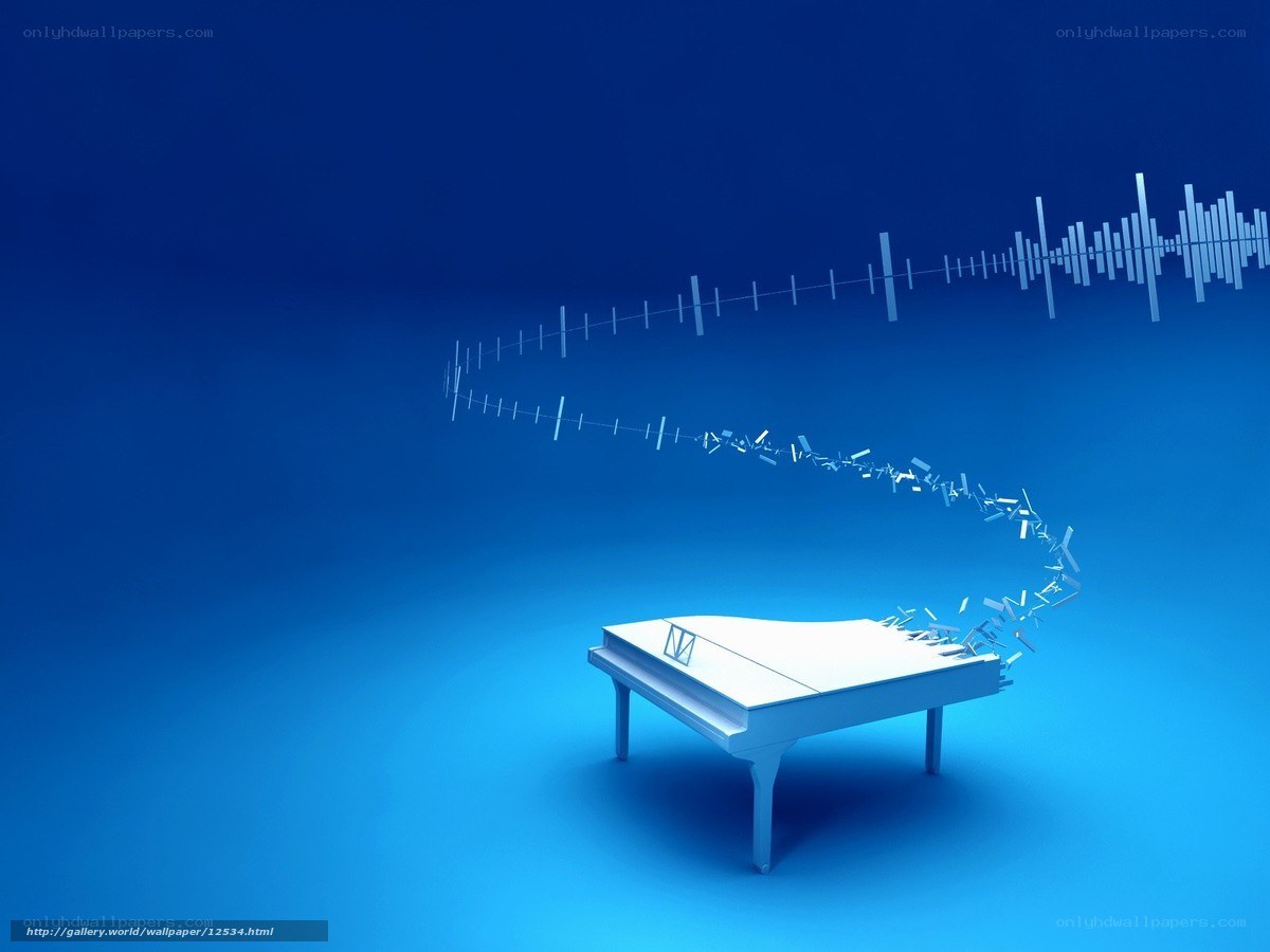 Piano with sound waves