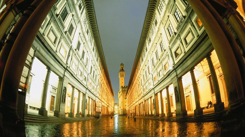 Piazza Della Signoria at Night — Yellow, Dramatic