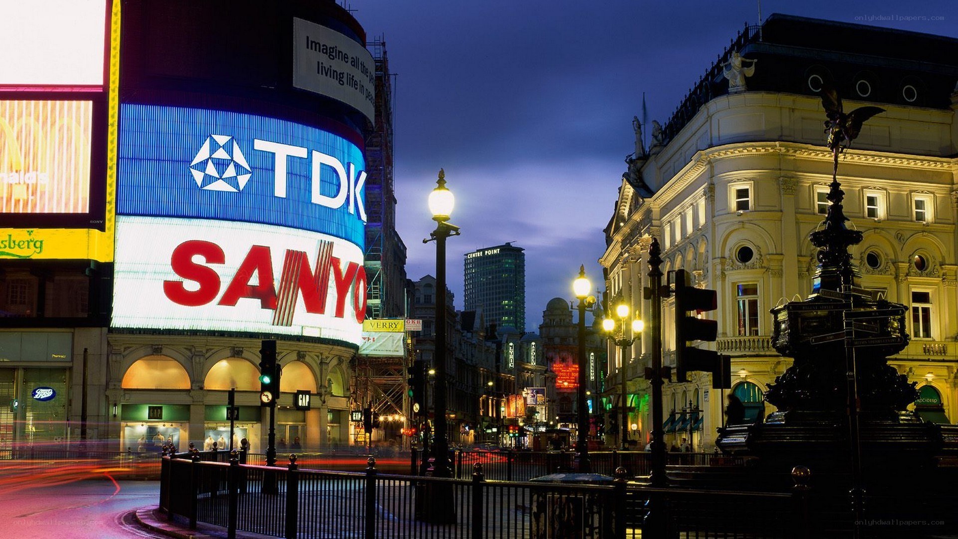 Piccadilly Circus at dusk