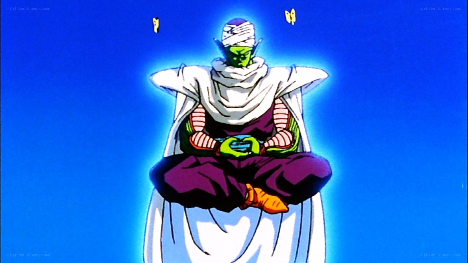 Piccolo meditating in blue light