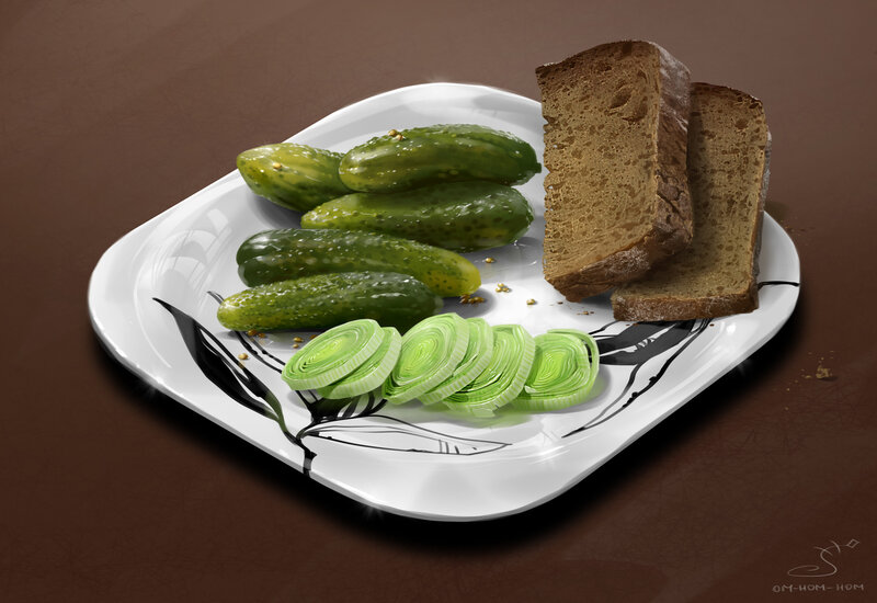 Pickled Cucumbers and Bread