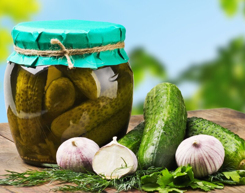 Pickled cucumbers in a jar