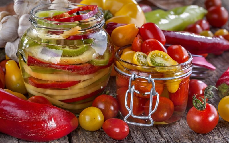 Pickled Vegetables in Jars