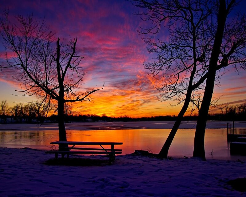 Picnic Bench by Lake