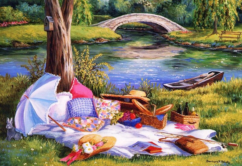 Picnic by River — Green