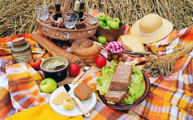 Picnic Spread on Blanket