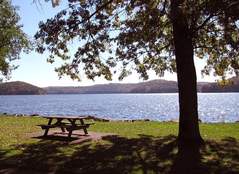 Picnic Table by Lake — Green
