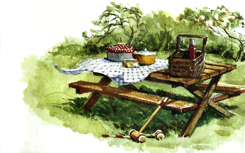 Picnic Table with Food