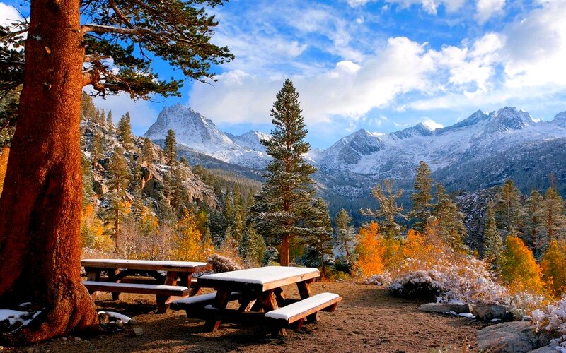 Picnic Tables in Mountains