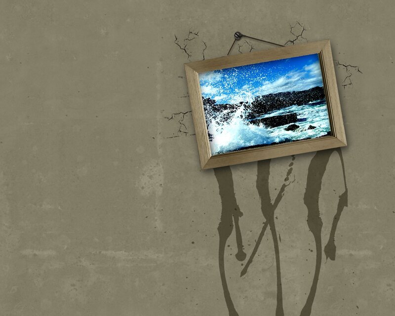 Picture of ocean waves on cracked wall