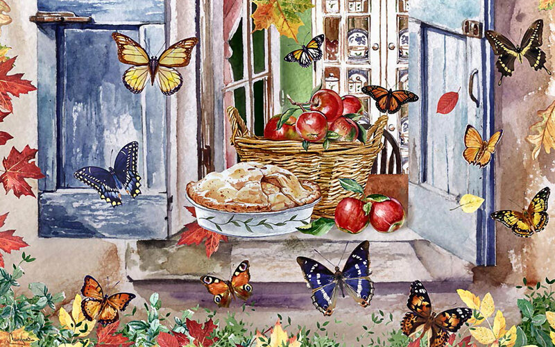 Pie and Apples on Porch