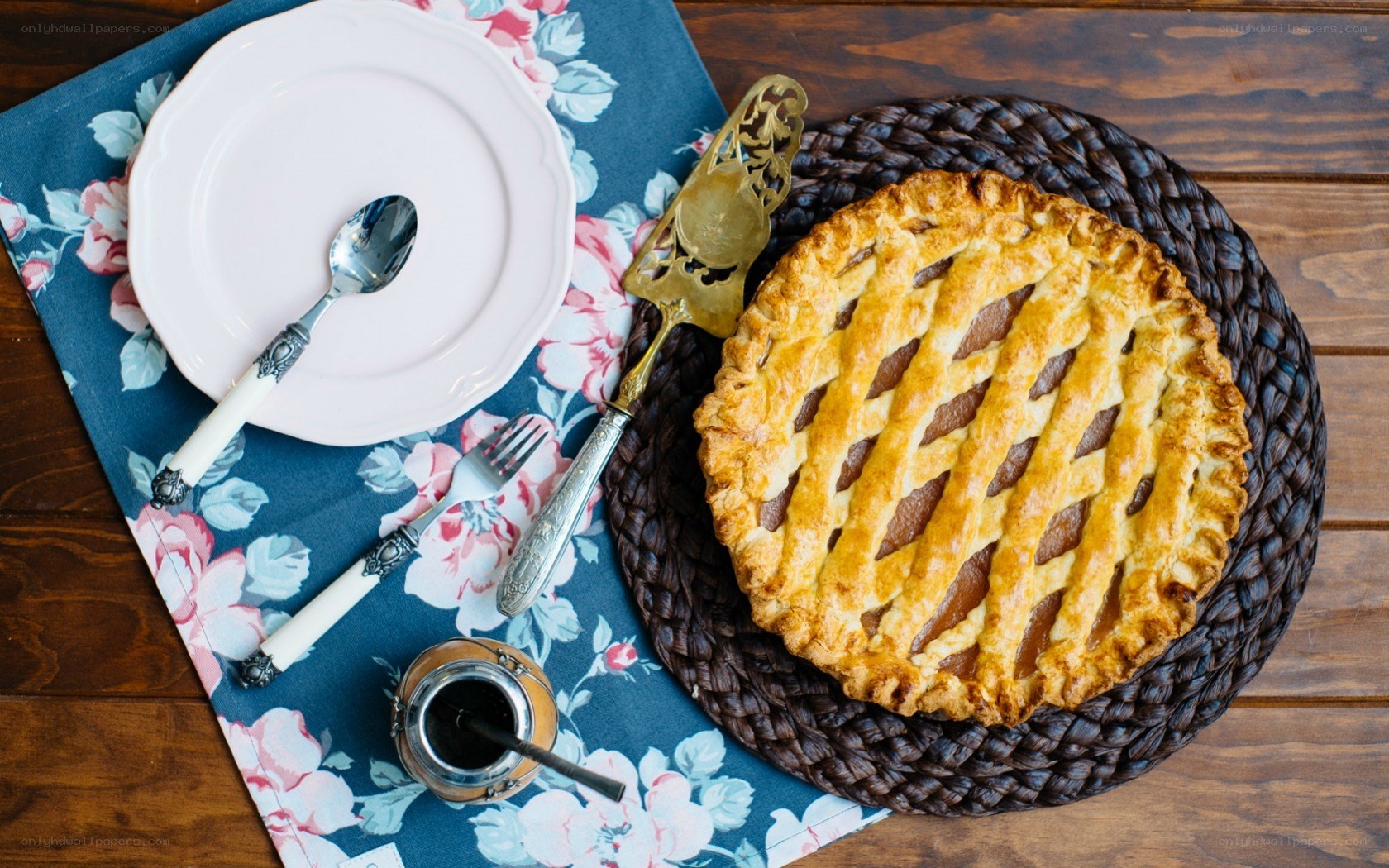 Pie on a wooden table