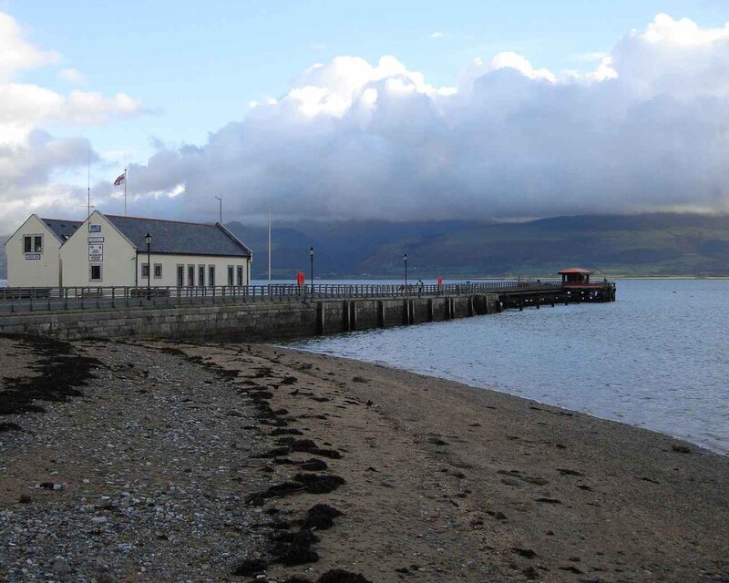 Pier and building at a coastal town
