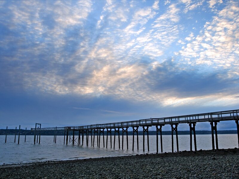 Pier at a pebble beach