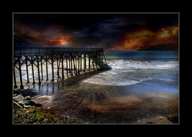 Pier at dramatic sunset