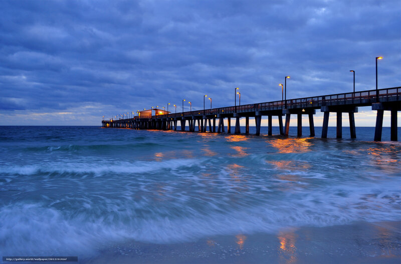 Pier at Dusk — Blue, Dramatic, Night, Photograph, Ocean