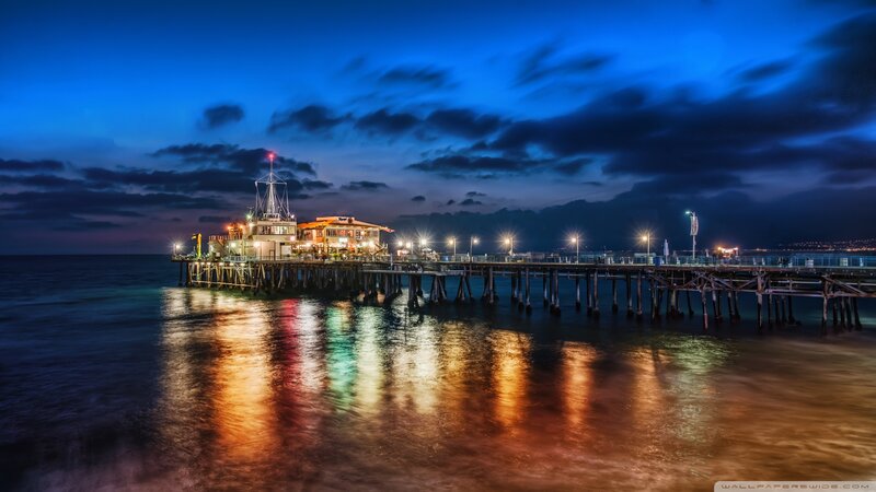 Pier at Dusk — Blue, Dramatic, Night