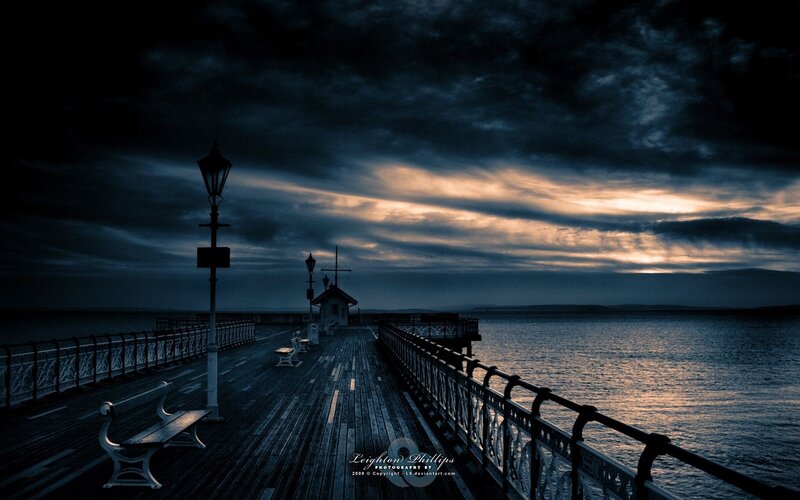 Pier at Dusk — Blue, Dramatic, Sunset