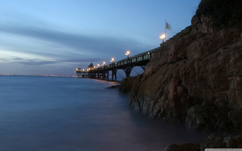 Pier at Dusk — Blue, Serene, Night